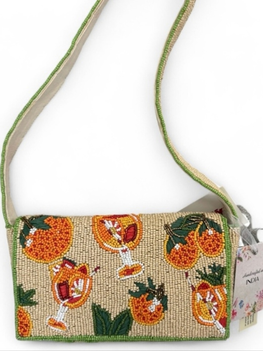 💚▪️Made In india ▪️Beaded Oranges Aperol Spritz Shoulder Bag
